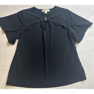 Michael Kors Women’s Large Black Short Sleeve Blouse Top Classic Work Casual